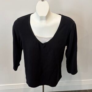Black V-Neck Women's Top